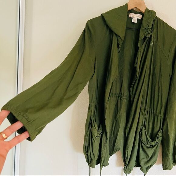 Band of Gypsies Women's Olive Green Hooded Boho Jacket Size Medium - Picture 3 of 9